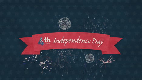 Happy-independence-day-text-banner-against-fireworks-exploding-against-blue-background