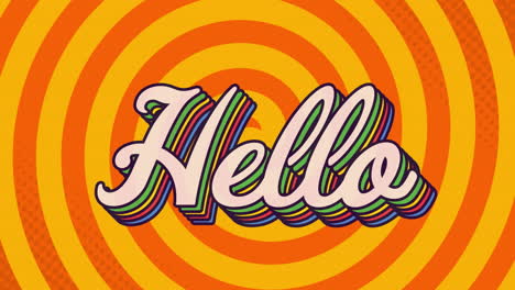 Animation-of-hello-text-in-colourful-letters-on-red-background