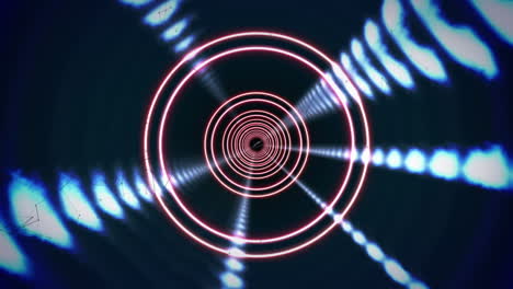 Animation-Grüner-Verbindungen,-Leuchtende-Kreise,-Die-Sich-In-Einem-Tunnel-Aus-Leuchtenden-Lichtern-Drehen