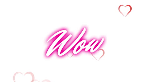 Animation-of-text,-wow,-with-falling-hearts-over-white-background