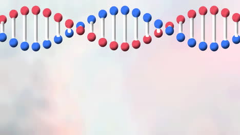 Digital-animation-of-dna-structure-spinning-against-textured-white-background