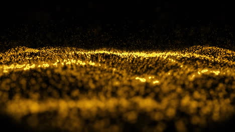 Animation-of-undulating-contour-landscape-of-gold-particles-on-black-background