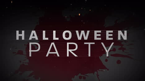Animation-Von-Halloween-Partytexten-über-Hellen-Flecken-Und-Blutflecken-Auf-Schwarzem-Hintergrund