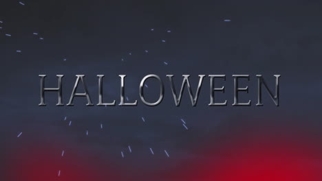 Animation-Von-Halloween-Text-über-Lichtflecken-Und-Blitzen-Auf-Schwarzem-Hintergrund
