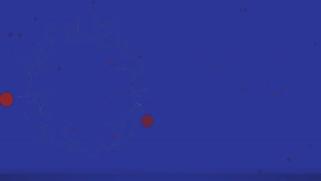 Animation-of-red-spots-falling-over-blue-background