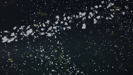 Animation-of-confetti-and-snowflakes-over-black-background
