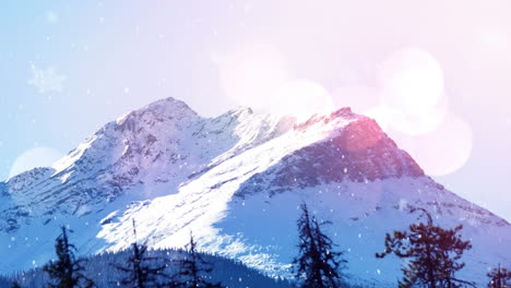 Animación-De-Nieve-Cayendo-En-Un-Paisaje-Invernal-Con-Montañas