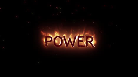 Animation-of-power-text-in-burning-flames-over-brown-background