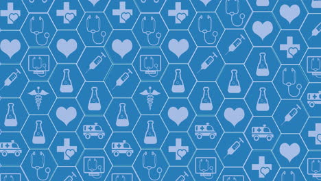 Animation-Medizinischer-Symbole-Auf-Blauem-Hintergrund