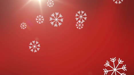 Animation-of-falling-snowflakes-on-red-background
