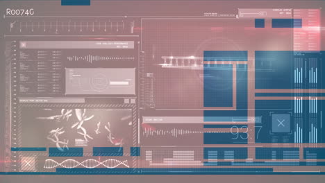 Animation-Digitaler-Bildschirme-Mit-DNA-Strang-Auf-Schwarzem-Hintergrund