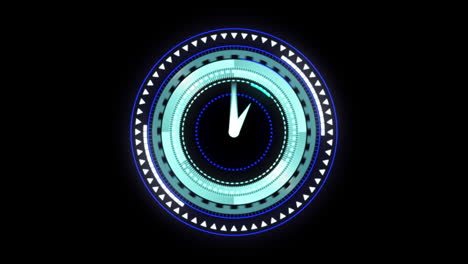 Animation-of-scope-scanning-with-clock-over-black-background