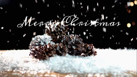 Animation-of-merry-christmas-text-over-pine-cones