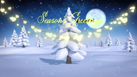 Animation-Des-Weihnachtsmannschlittens-Und-Weihnachtsgrüße-über-Der-Winterlandschaft