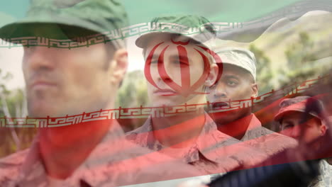 Animation-Der-Iranischen-Flagge-über-Soldaten