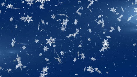 Animation-of-falling-snow-over-blue-background