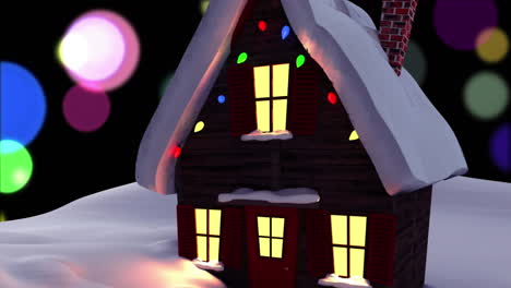 Animation-Des-Weihnachtshauses-über-Flecken