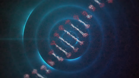 Animation-of-dna-strand-over-purple-circles