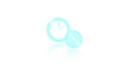 Animation-of-clocks-moving-fast-on-white-background