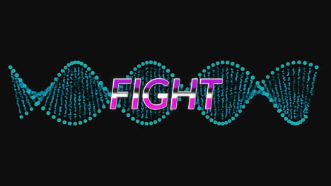 Animation-of-fight-text-over-green-spinning-dna-strand