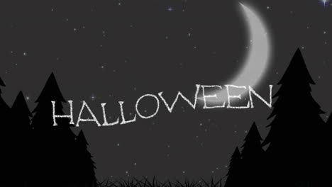 Animation-of-halloween-text-over-forest