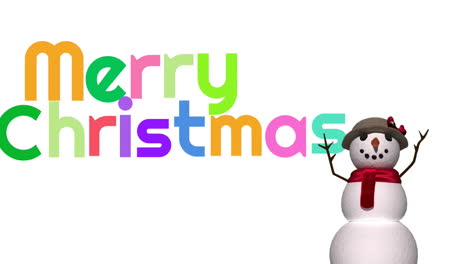 Animation-of-merry-christmas-text-over-snowman