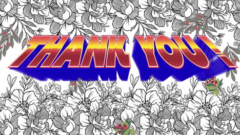 Animation-of-thank-you-in-digital-abstract-space-with-flower-background