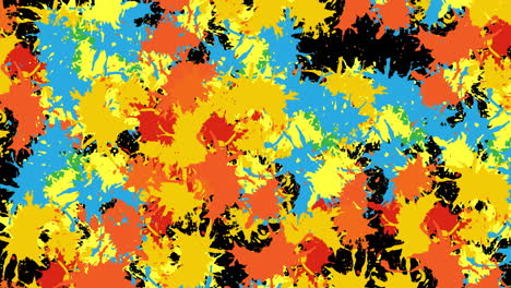 Animation-of-multi-coloured-splashes-of-paint-on-black-background