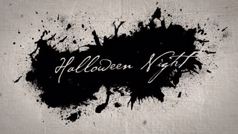Animation-Von-Halloween-Text-über-Schwarzem-Fleck-Auf-Beigem-Hintergrund