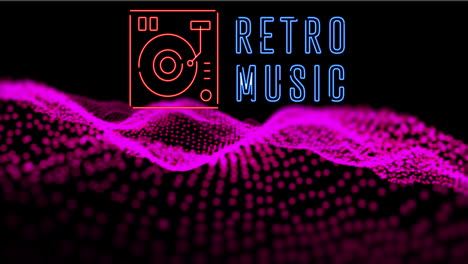 Animation-of-retro-music-text-over-pink-spots