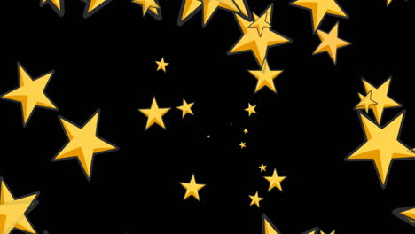 Animation-of-stars-falling-at-christmas-on-black-background