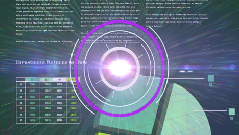 Animation-of-light-in-processing-circle-on-scientific-graph-and-data