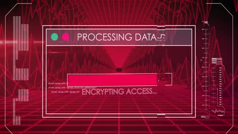 Animation-of-data-processing-and-digital-tunnel-on-black-background