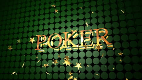 Animation-of-moving-stars-over-poker-text-and-green-circles