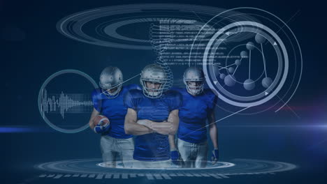 Animation-of-american-football-players-over-diverse-data-in-background