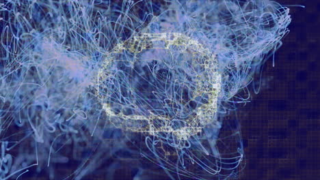 Animation-of-human-brain-and-blue-trails-on-dark-blue-background