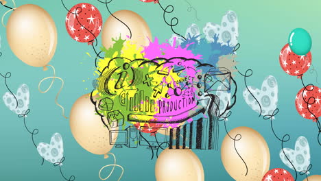 Animation-Fliegender-Ballons-über-Farbenfrohen-Grafiken