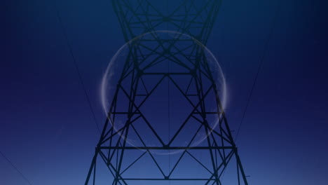Animation-of-glowing-globe-over-electricity-pylon