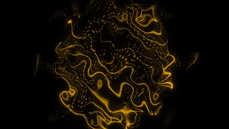 Animation-of-yellow-shape-waving-on-black-background