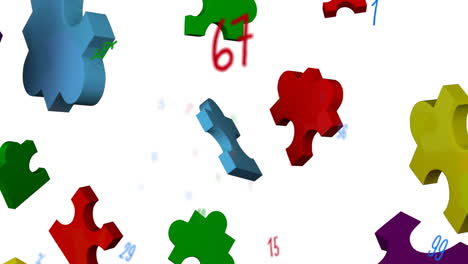 Animation-Fallender-Puzzleteile-Und-Zahlen-Auf-Weißem-Hintergrund