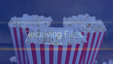 Animation-Der-Datenverarbeitung-über-Kartons-Mit-Popcorn
