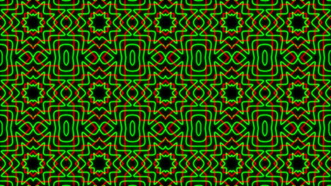 Animation-of-kaleidoscope-neon-pattern-moving-in-hypnotic-motion-on-seamless-loop