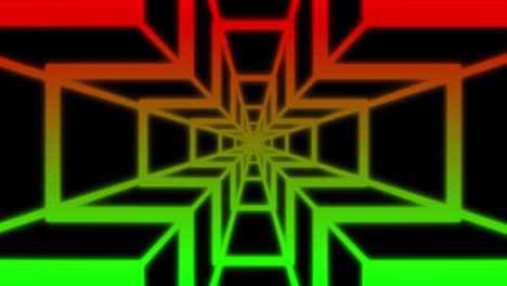 Animation-of-red-and-green-neon-pattern-moving-in-hypnotic-motion-on-seamless-loop