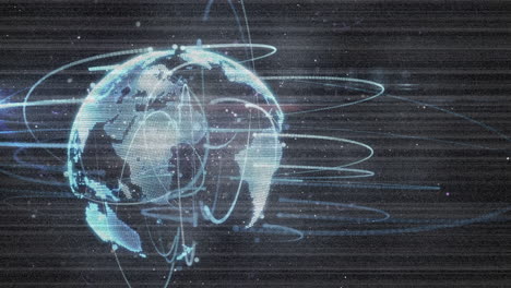Animation-Des-Verbindungsnetzwerks-Und-Des-Globus-Auf-Dunklem-Hintergrund