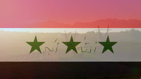 Animation-Der-Irakischen-Flagge-über-Pylonen