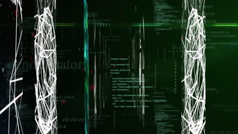 Animation-of-data-processing-and-shapes-on-black-background