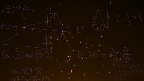 Animation-Von-Mathematischen-Diagrammen-Und-Daten-Auf-Schwarzem-Hintergrund