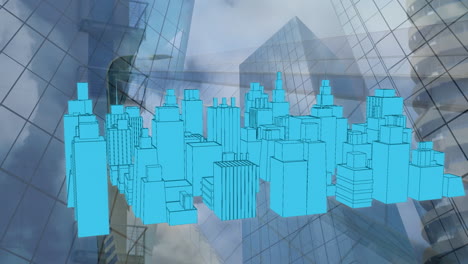 Animation-Eines-3D-Stadtmodells-über-Dem-Stadtbild