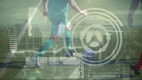Animation-Vielfältiger-Datenverarbeitung-über-Kaukasische-Männliche-Fußballspieler