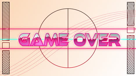 Animation-of-game-over-text-over-geometrical-shapes-on-white-background